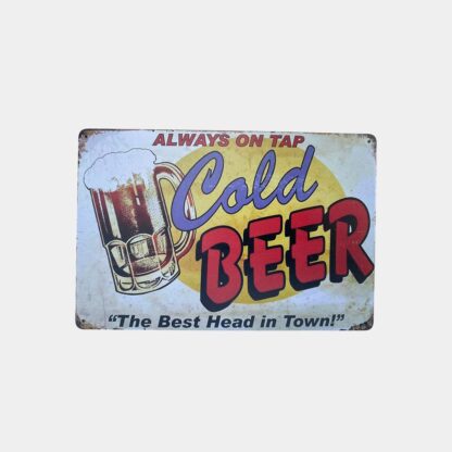 COLD BEER DECORATIVE METAL SIGN