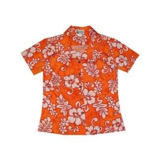 CHEMISE HAWAIIENNE VAHINE HIBISCUS ORANGE ALOHA REPUBLIC