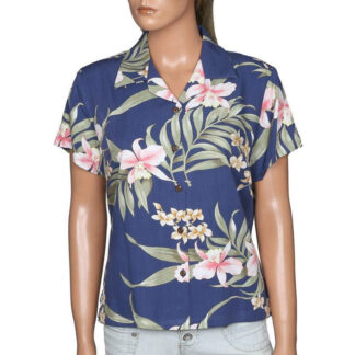 CHEMISE HAWAIIENNE TWO PALMS VAHINE ORCHID BLUE