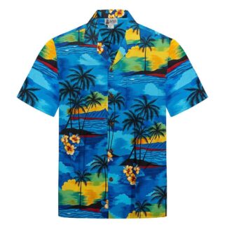 chemise hawaiienne aloha republic island scene blue hawaii import