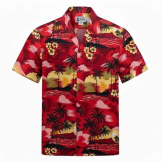 chemise hawaiienne aloha republic island scene red hawaii import