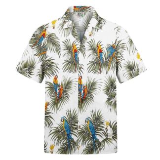 chemise hawaiienne kys white parrots hawaii import