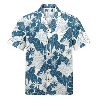 chemise hawaiienne two palms lanai blue hawaii import
