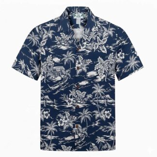 chemise hawaiienne two palms love schak navy hawaii import