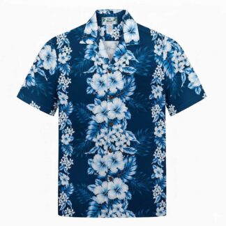 chemise hawaiienne two palms pacific pannel navy hawaii import