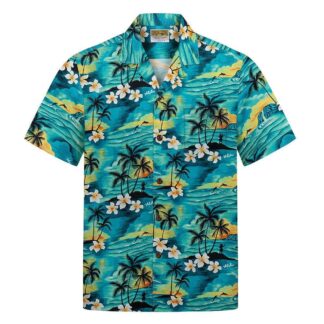 chemise hawaiienne winnie fashion sunset green hawaii import