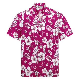 chemise hawaienne aloha republic hibiscus framboise hawaii import