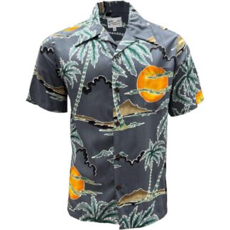 chemise hawaienne SCENIC PALM CHARCOAL