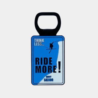 Décapsuleur avec message sur le ski : Ride More!