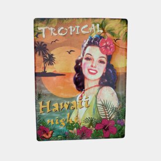 PLAQUE METAL DECORATIVE HAWAII NIGHT