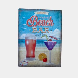 PLAQUE METAL DECORATIVE  BEACH BAR