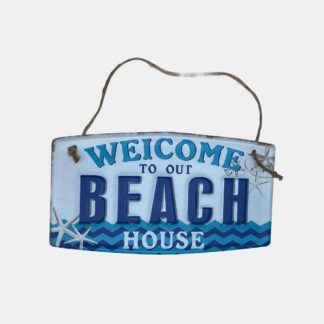 PLAQUE METAL DECORATIVE WELCOME TO OUR BEACH