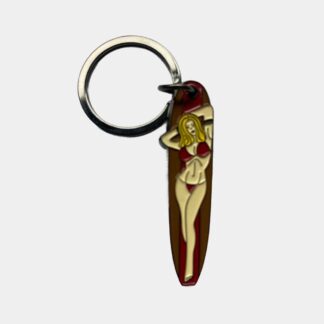 Porte-clés planche de surf avec femme en bikini