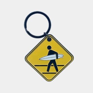 Porte-clés jaune signalant passage surfeur