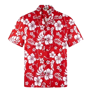 CHEMISE HAWAIIENNE ALOHA REPUBLIC HIBISCUS RED